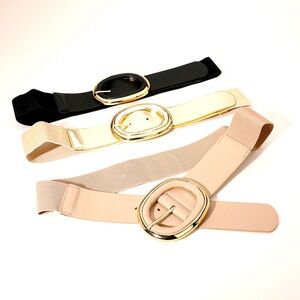 Black & Gold Wide Waist Stretch Statement Belt